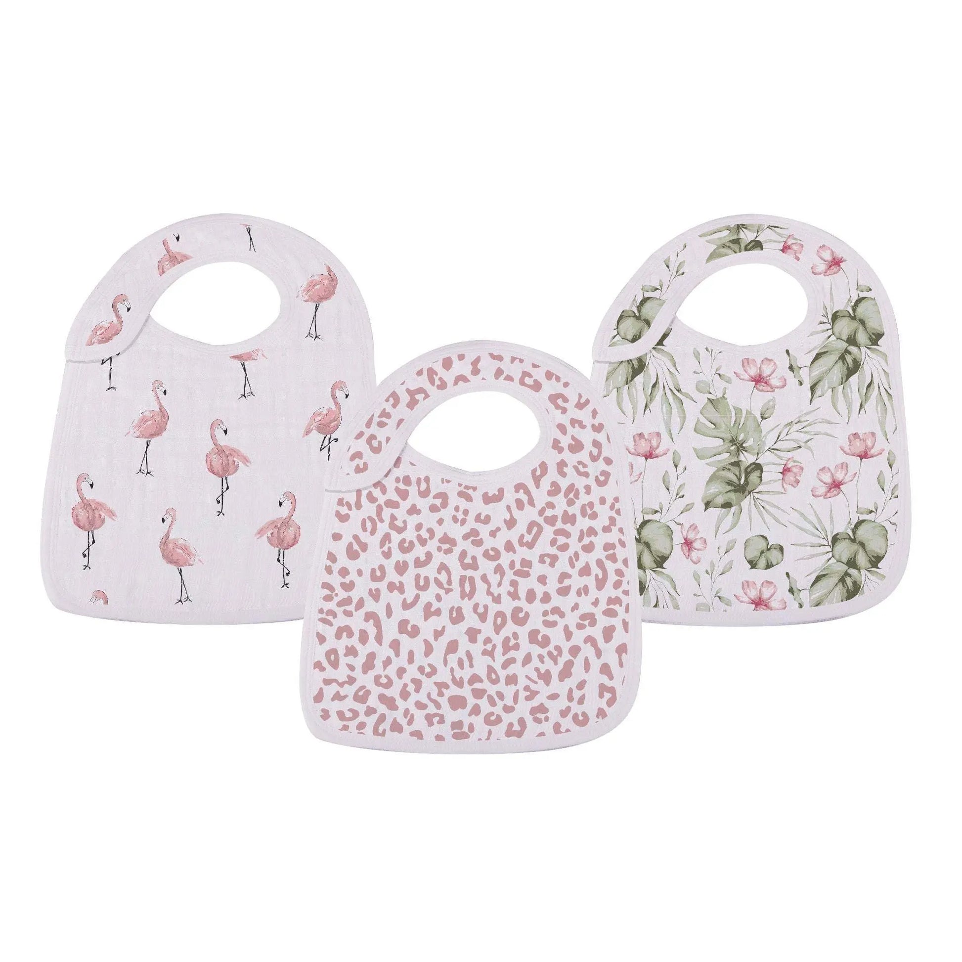 Tropical Paradise Bamboo Snap Bibs 3 Pack Soft Absorbent Muslin Teething Feeding Accessories Newcastle Classics