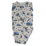 Sweet Bamboo Trucks Diggers Construction Pajama Set for Comfortable Big Kids - 