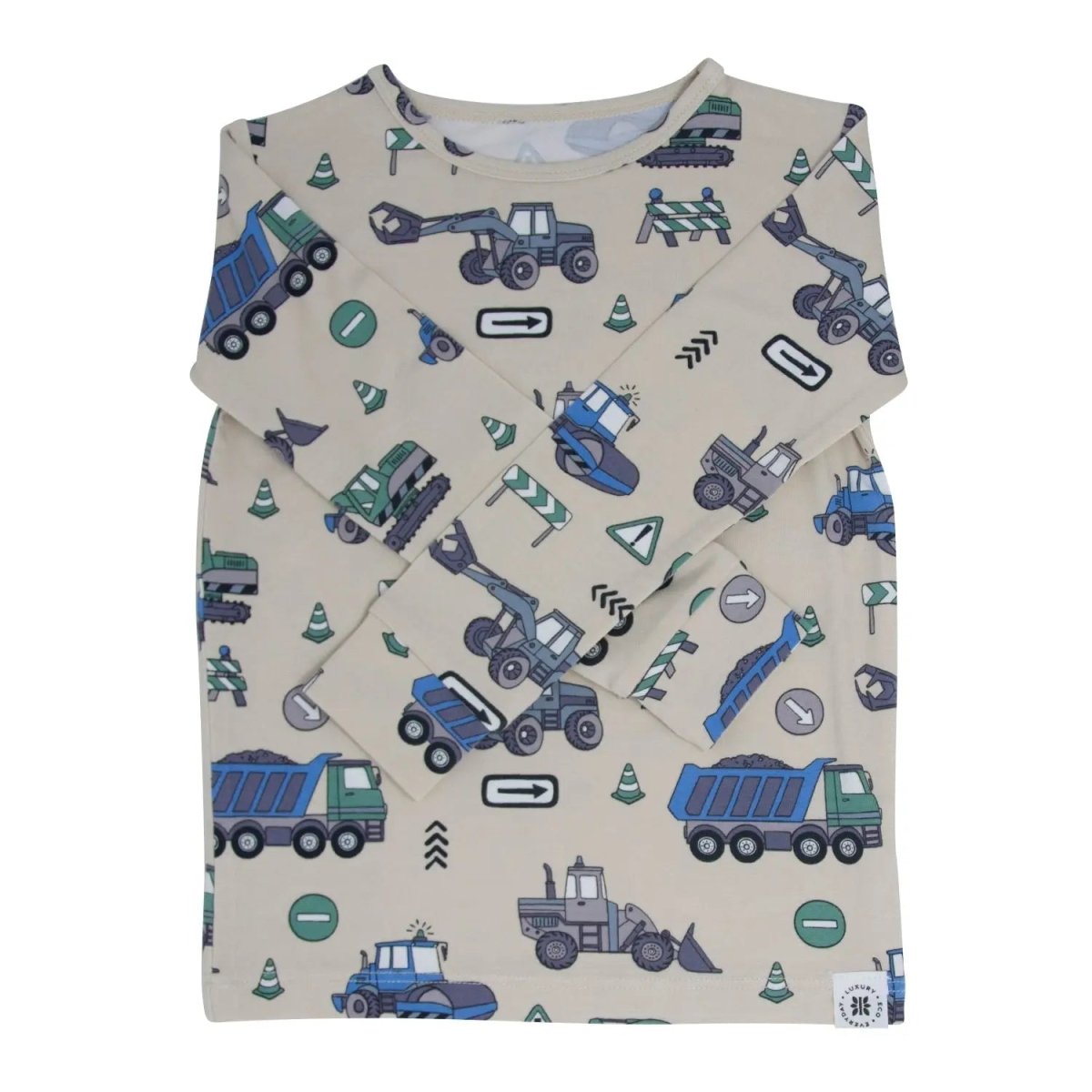 Sweet Bamboo Trucks Diggers Construction Pajama Set for Comfortable Big Kids - 