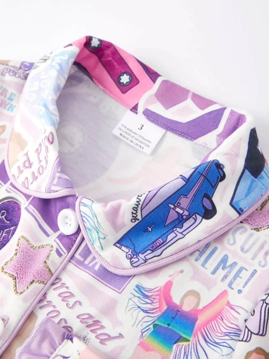 Rylee Faith Designs TS Character Print Girls Pajamas Cozy Sleepwear for Kids - Everetts Place Boutique - 