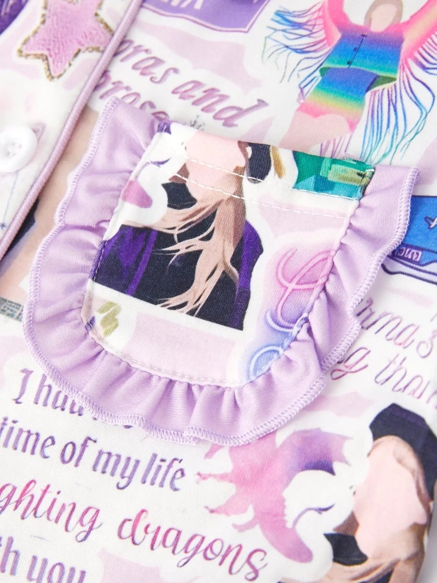 Rylee Faith Designs TS Character Print Girls Pajamas Cozy Sleepwear for Kids - Everetts Place Boutique - 