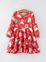 Rylee Faith Designs TS Christmas Print Red Girls Milk Silk Dress Holiday Cheer - Everetts Place Boutique - 