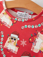 Rylee Faith Designs TS Christmas Print Red Girls Milk Silk Dress Holiday Cheer - Everetts Place Boutique - 