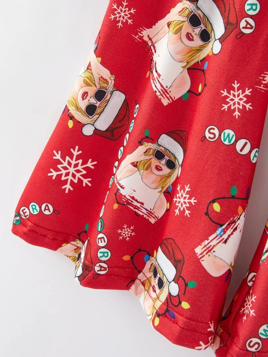 Rylee Faith Designs TS Christmas White Print Top And Pants Girls Outfits Set - Everetts Place Boutique - 