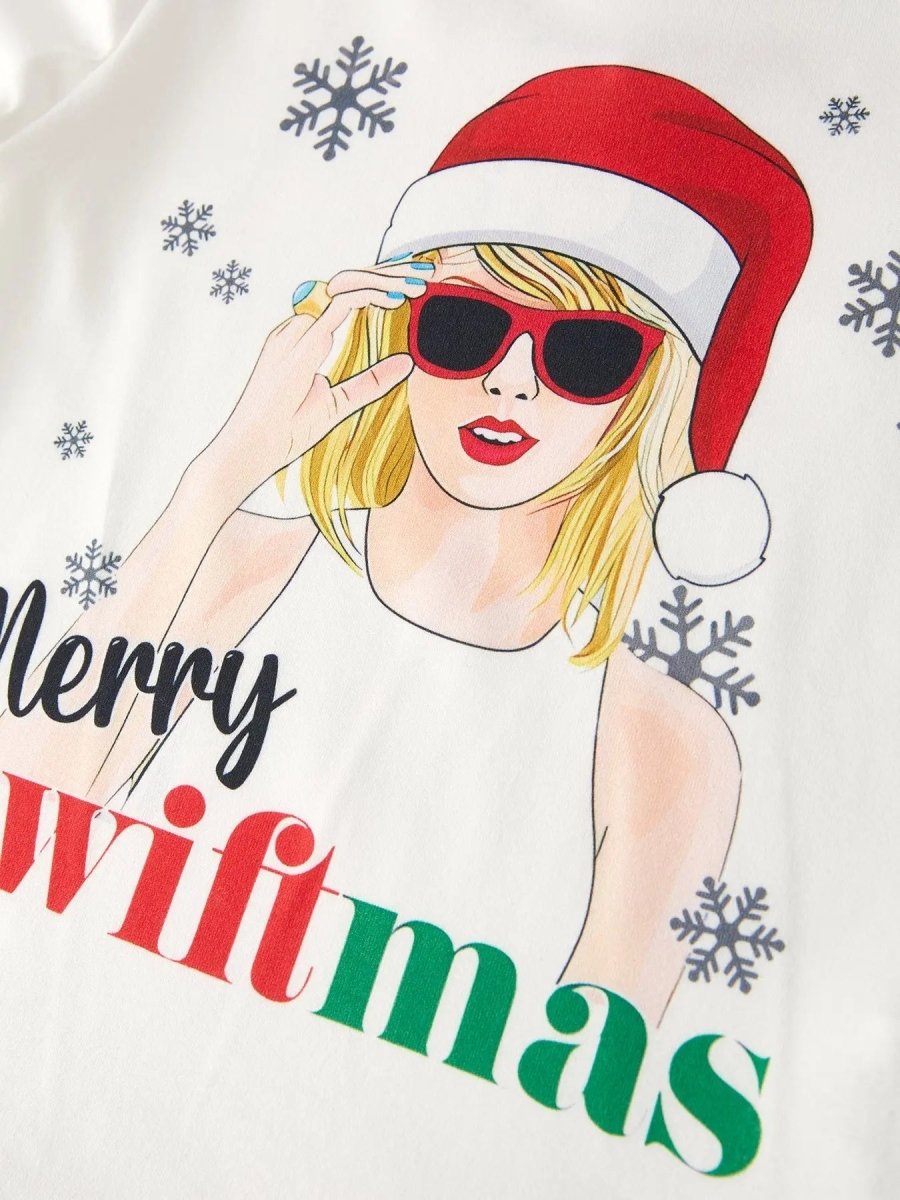 Rylee Faith Designs TS Christmas White Print Top And Pants Girls Outfits Set - Everetts Place Boutique - 