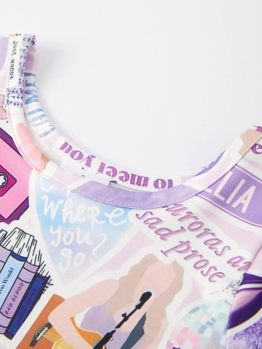 Rylee Faith Designs Ts Girls Lavender Twirly Print Milk Silk Dress Party - Everetts Place Boutique - 