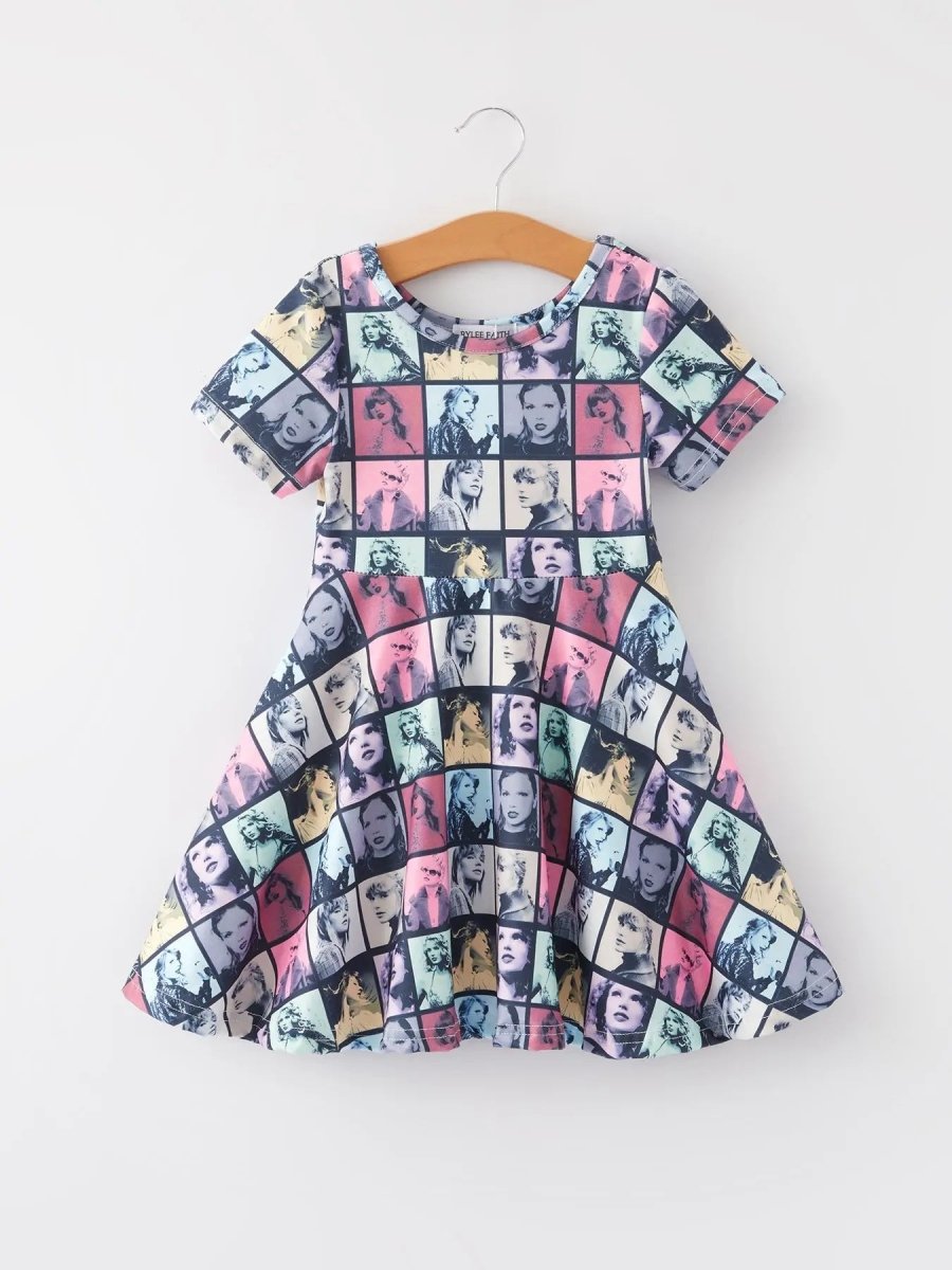 Rylee Faith Designs TS Portrait Concert Print Girls Dress For Special Occasions - Everetts Place Boutique - 