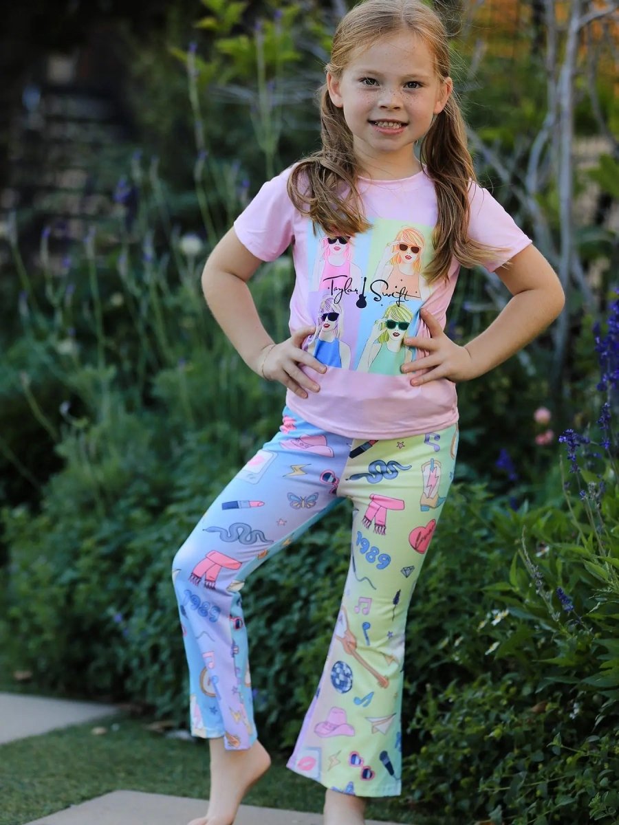 Rylee Faith Designs TS Print Girls Milk Silk Color Outfits for Stylish Kids - 