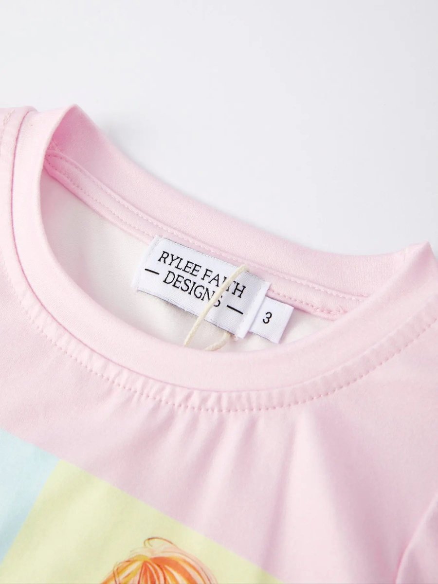 Rylee Faith Designs TS Print Girls Milk Silk Color Outfits for Stylish Kids - 