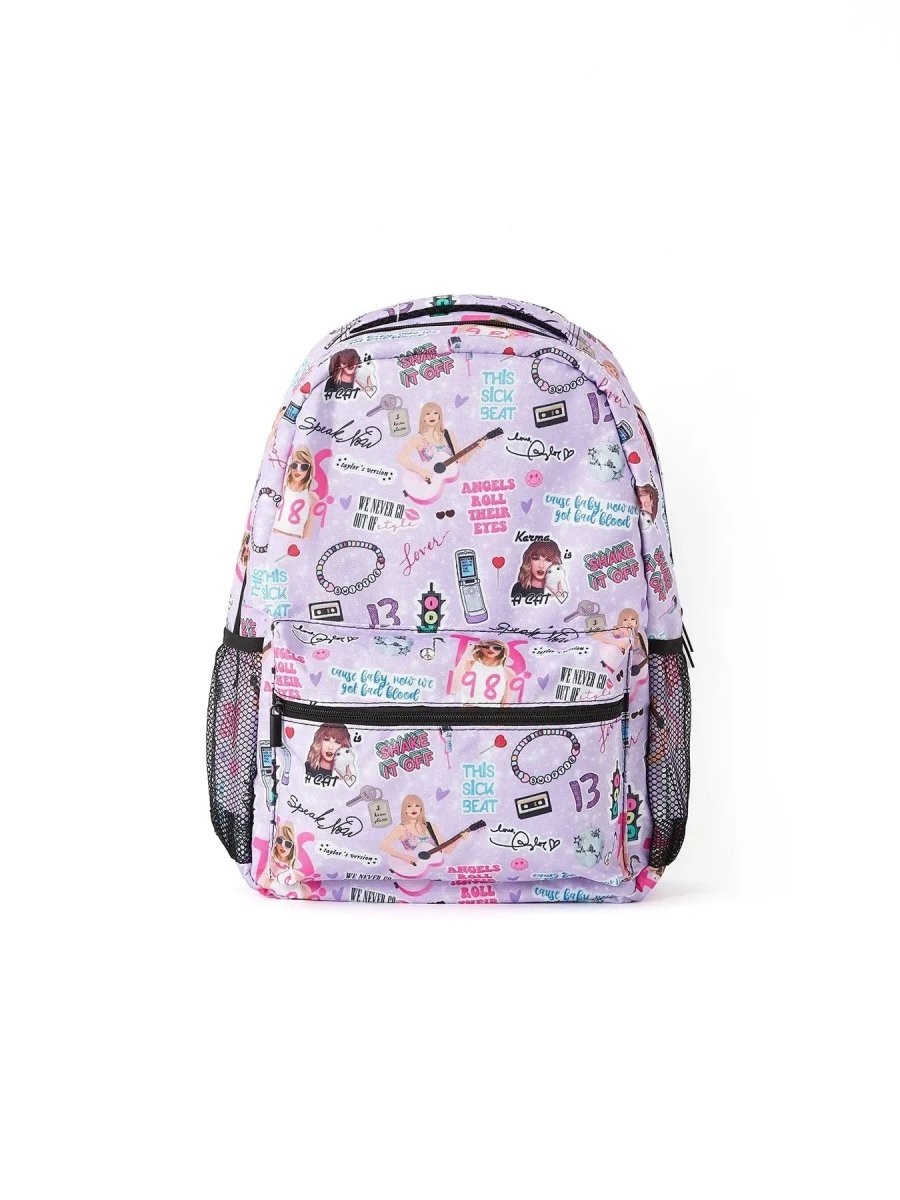 Rylee Faith Designs TS Print Purple Backpack Durable Spacious Everyday Carry - 
