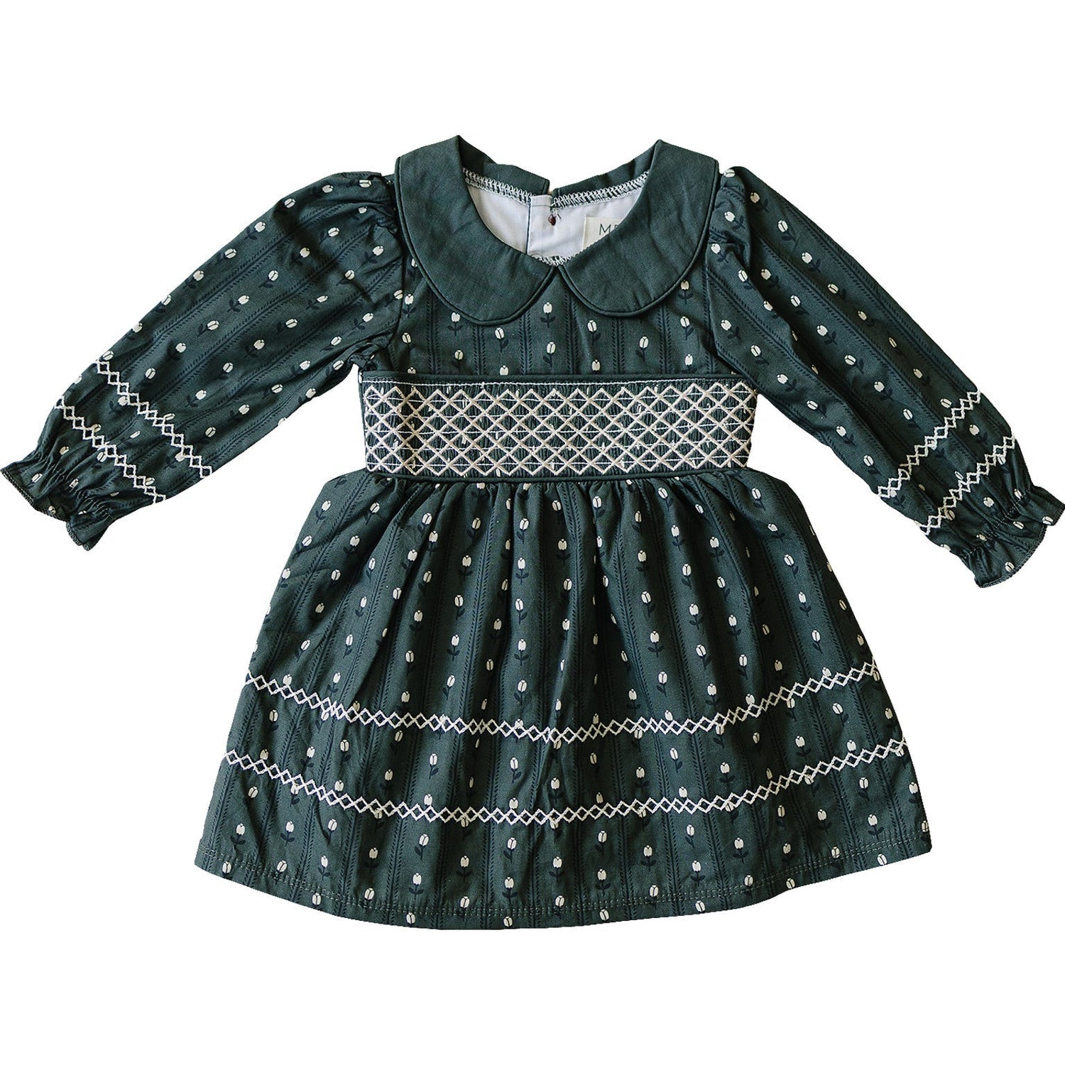 Mebie Baby Tulip Smocked Peter Pan Collar Dress - 