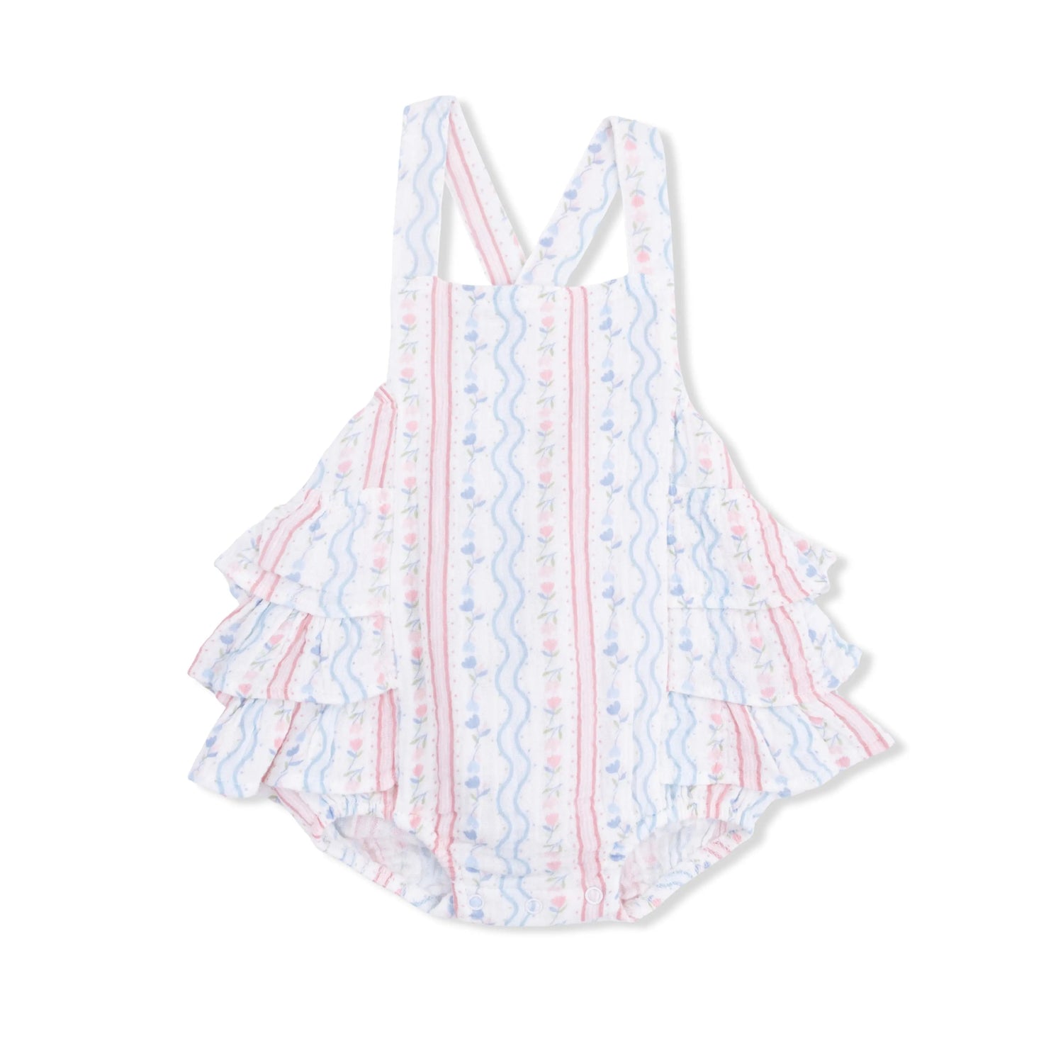 Angel Dear Tulip Stripe - Ruffle Sunsuit - 