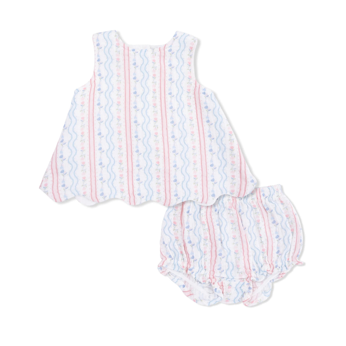 Angel Dear Tulip Stripe - Scallop Back Top with Bloomer - 