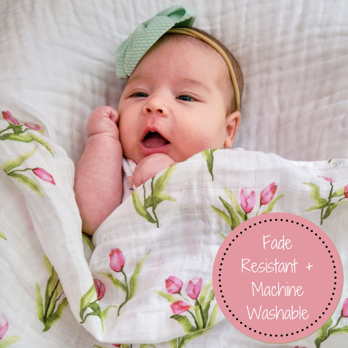 Tulip Garden Swaddle Blanket by LollyBanks