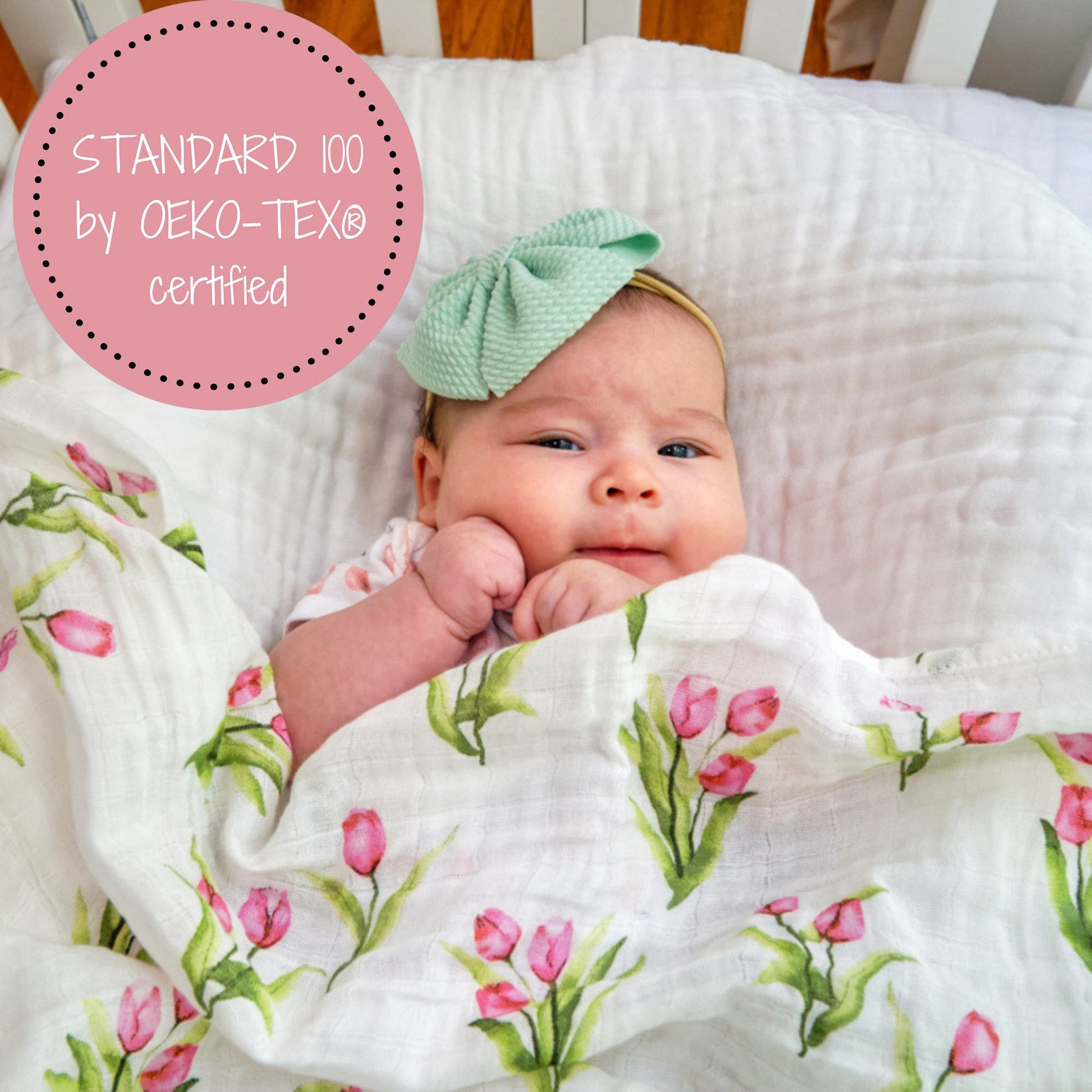 Tulip Garden Swaddle Blanket by LollyBanks