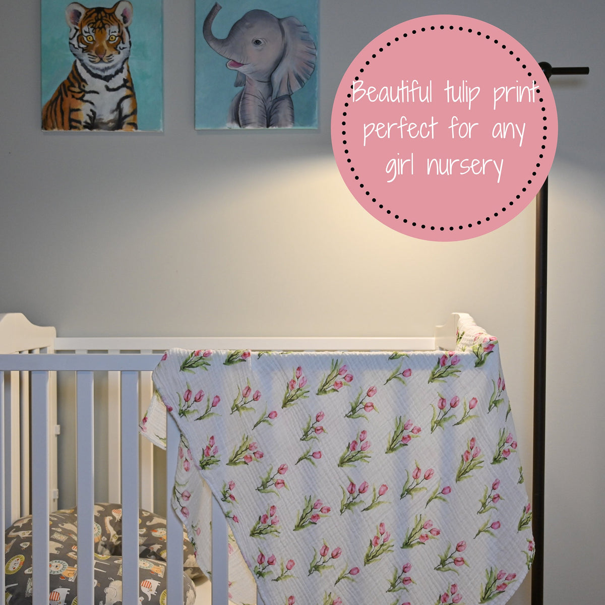 Tulip Garden Swaddle Blanket by LollyBanks