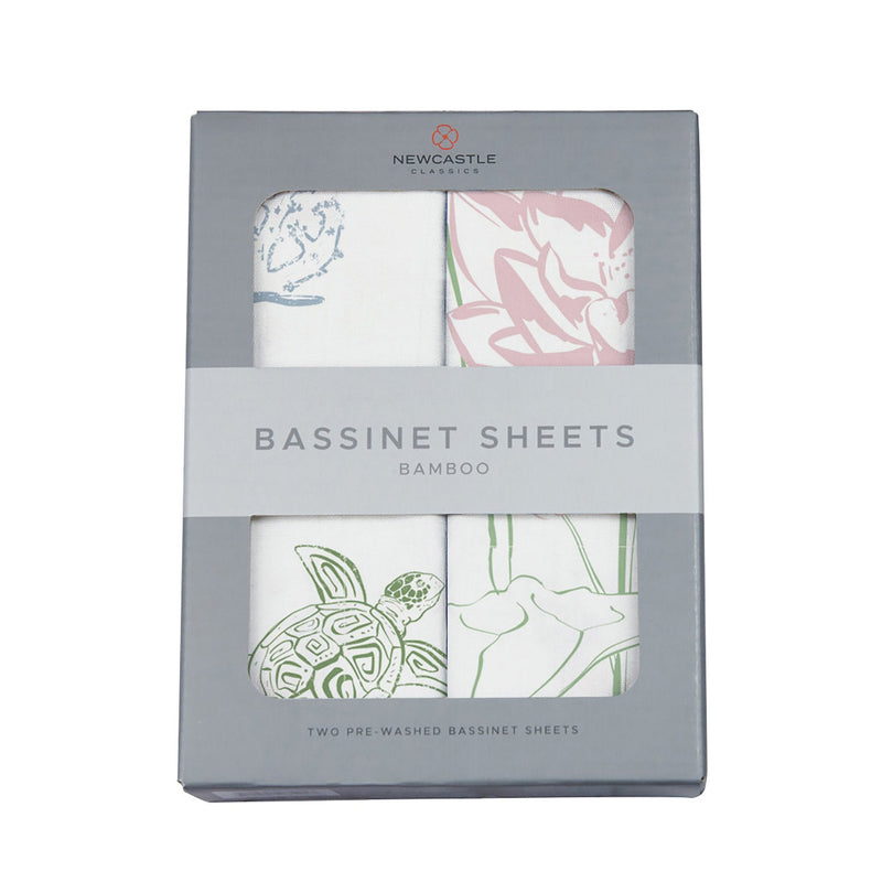 Turtles And Water Lily Bamboo Changing Pad Cover Bassinet Sheets Newcastle Classics