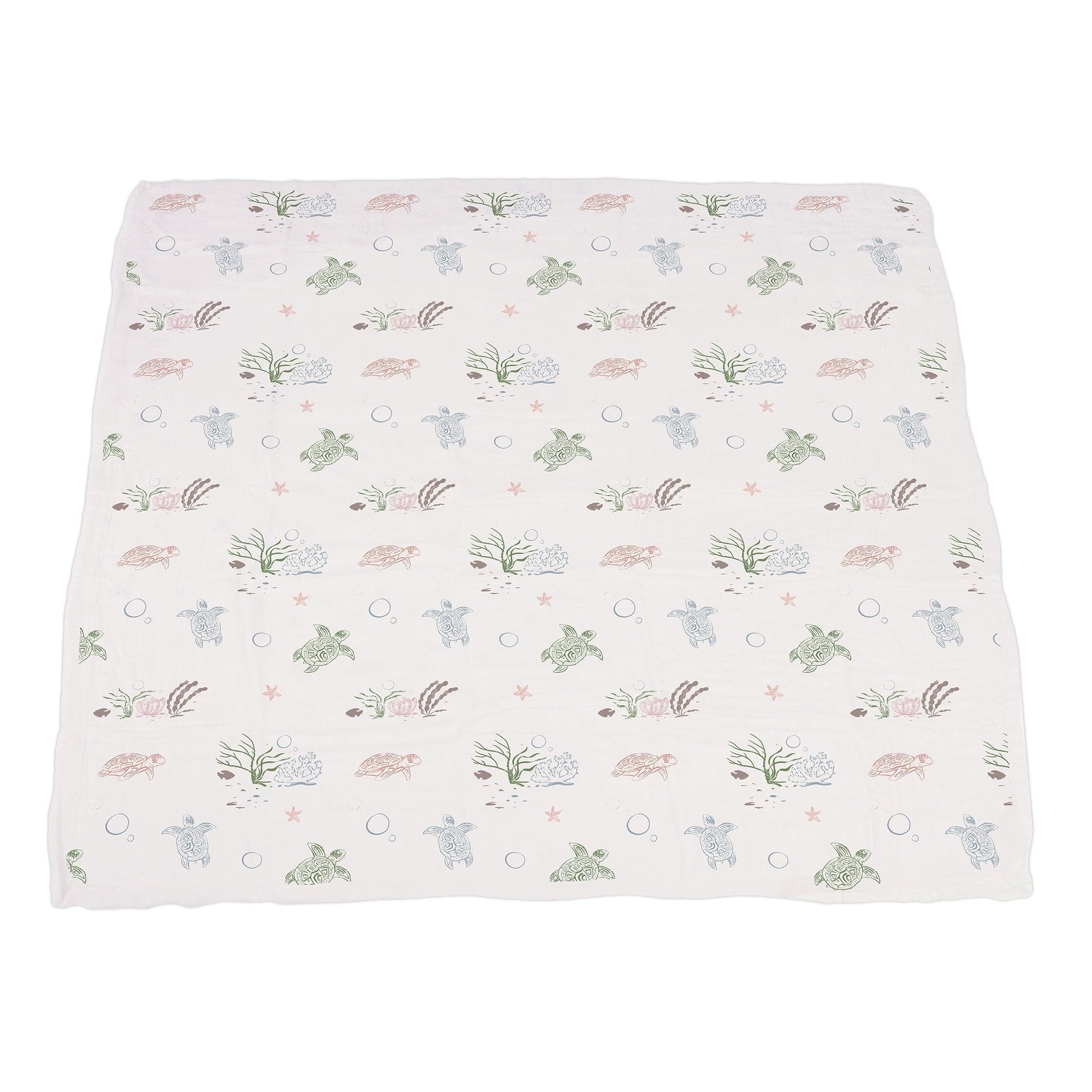 Turtles And Water Lily Bamboo Muslin Baby Blanket 100 Percent Natural Soft Cozy 47 Inch By 47 Inch Newcastle Classics