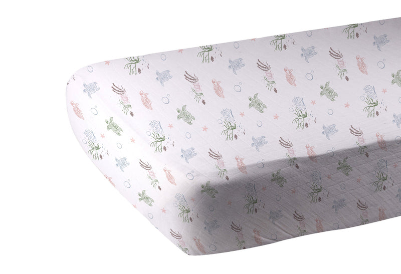 Turtles Bamboo Muslin Crib Sheet Soft Breathable Comfy Snug Fit 28 x 52 Inches Newcastle Classics