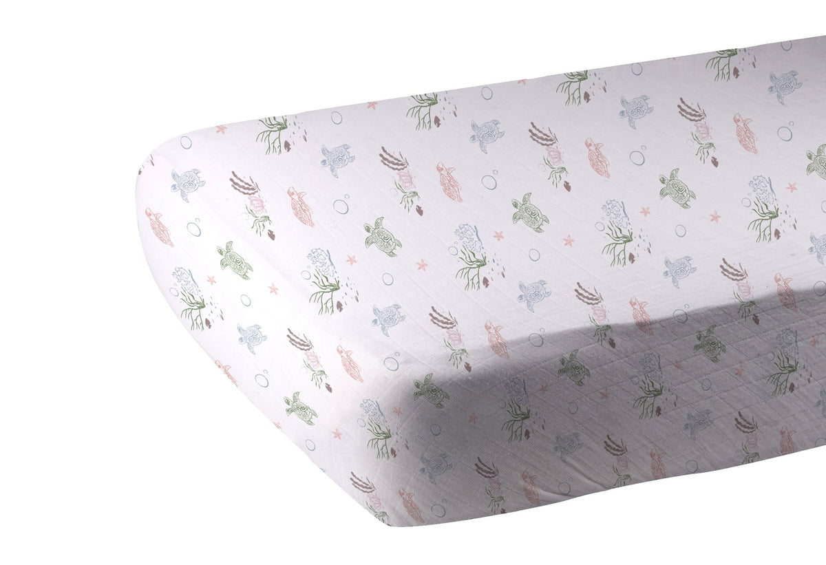 Newcastle Classics Turtles Bamboo Muslin Crib Sheet