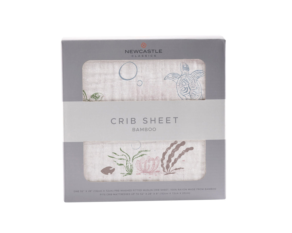 Newcastle Classics Turtles Bamboo Muslin Crib Sheet