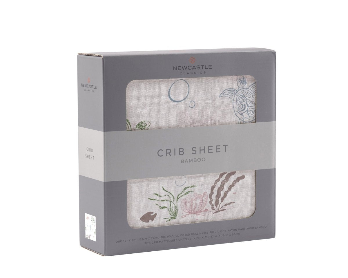 Newcastle Classics Turtles Bamboo Muslin Crib Sheet with Soft Breathable Fabric for Babies - 