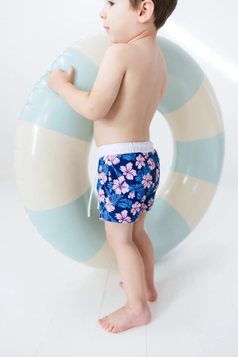 Charlie Lou Baby Twilight Blossoms Floral Swim Shorts For Boys Quick Dry - Everetts Place Boutique - 