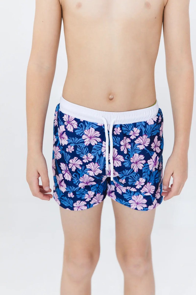 Charlie Lou Baby Twilight Blossoms Floral Swim Shorts For Boys Quick Dry - Everetts Place Boutique - 