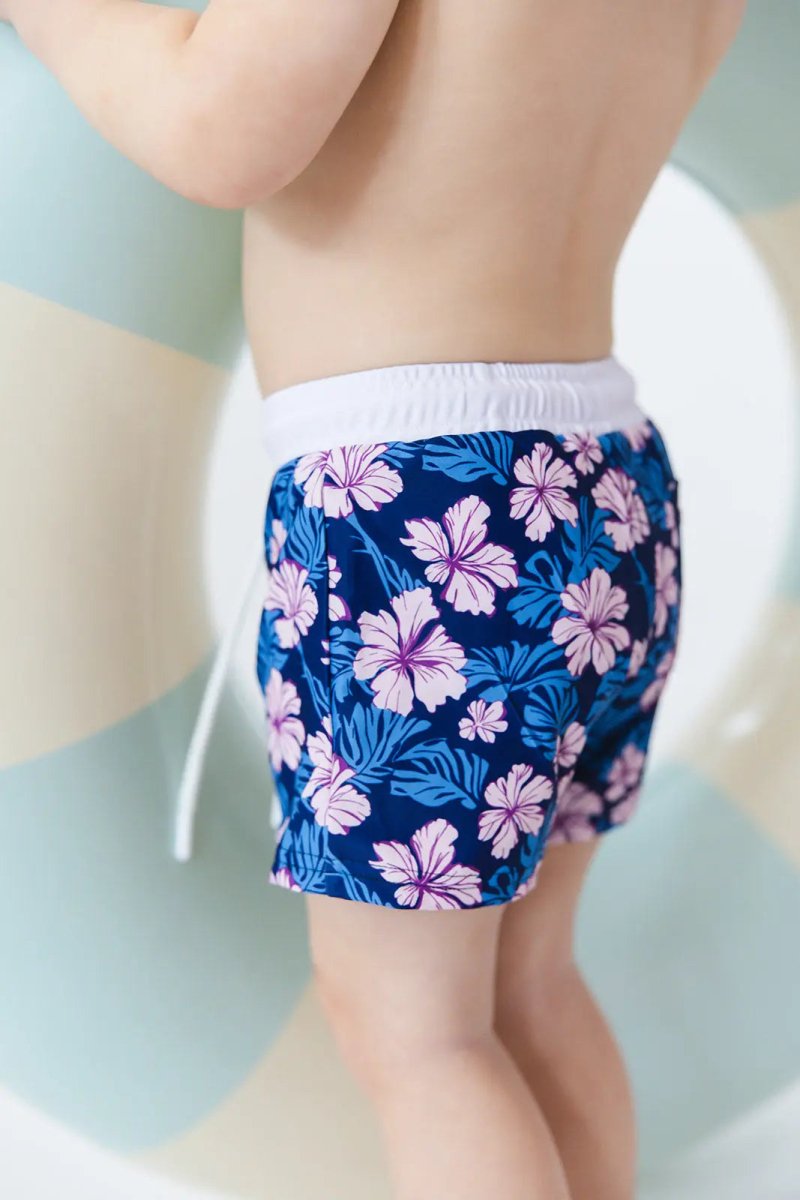 Charlie Lou Baby Twilight Blossoms Floral Swim Shorts For Boys Quick Dry - Everetts Place Boutique - 