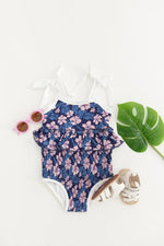 Charlie Lou Baby Twilight Blossoms One Piece Smocked Swimsuit For Girls - Everetts Place Boutique - 