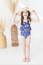 Twilight Blossoms One Piece Smocked Swimsuit For Girls - Everetts Place Boutique - 
