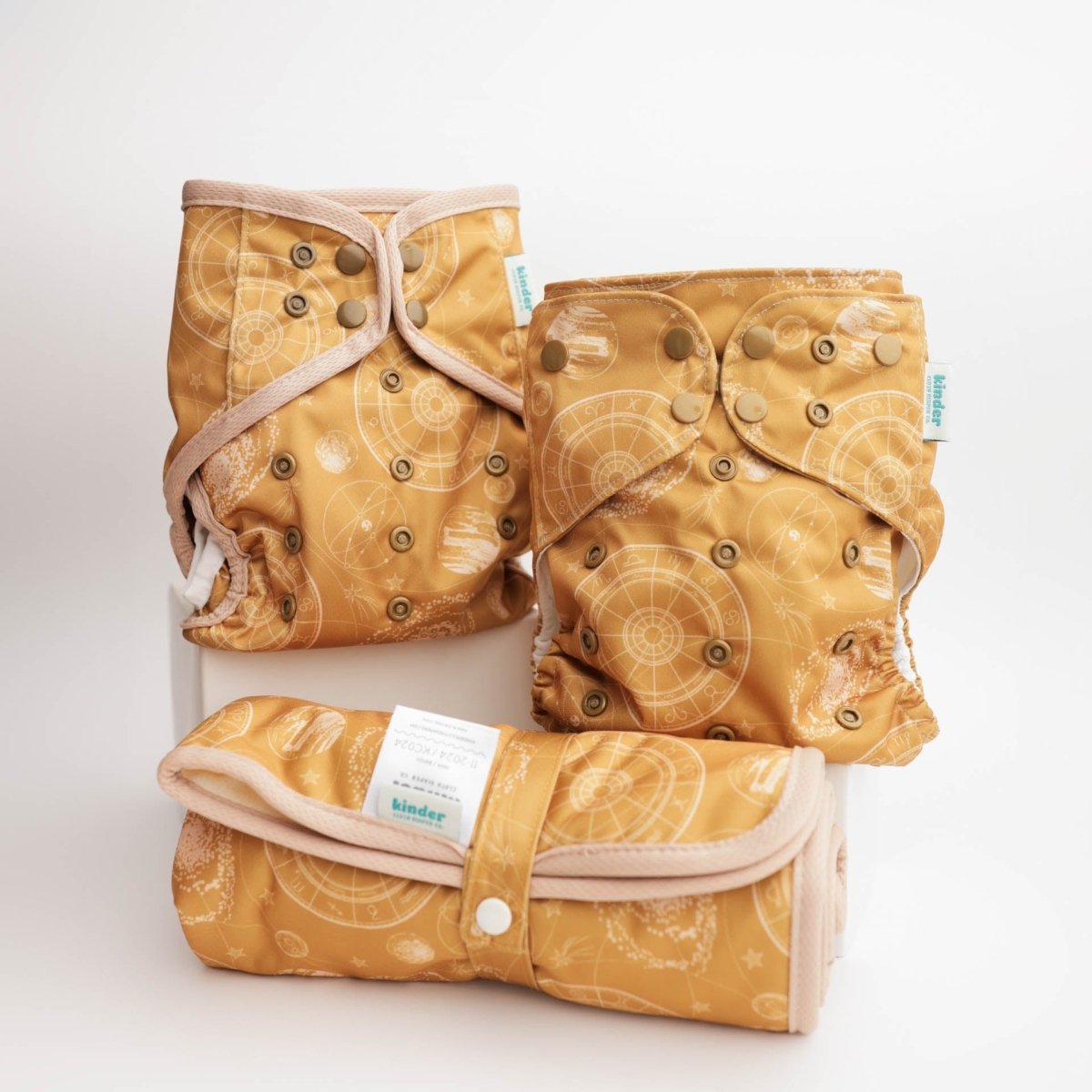 Kinder Cloth Diaper Co. Space and Sky: Essentials Pocket Cloth Diaper with Athletic Wicking Jersey, Grows with your Baby
