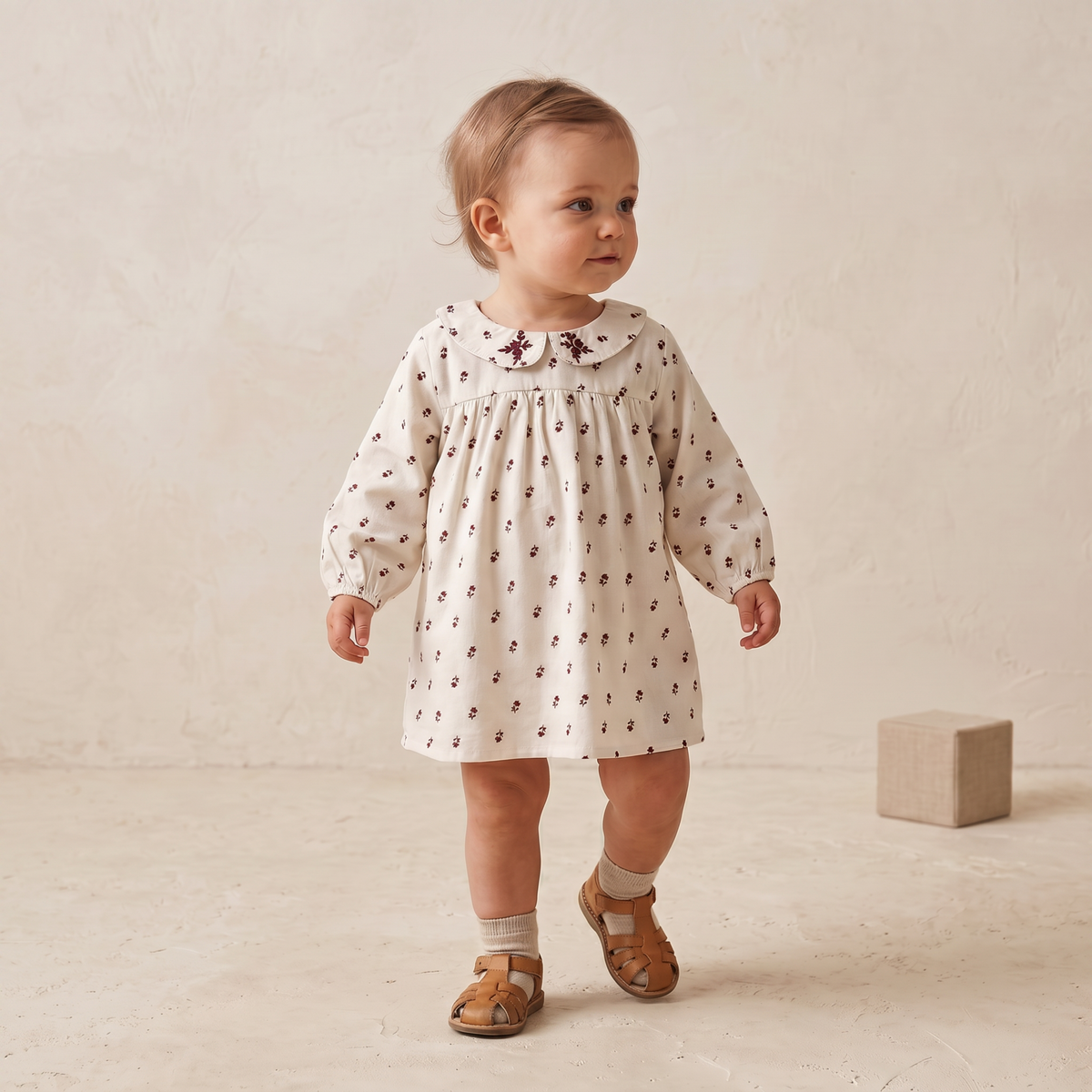 Organic Peter Pan Collar Dress - Forest Scatter by Makemake Organics