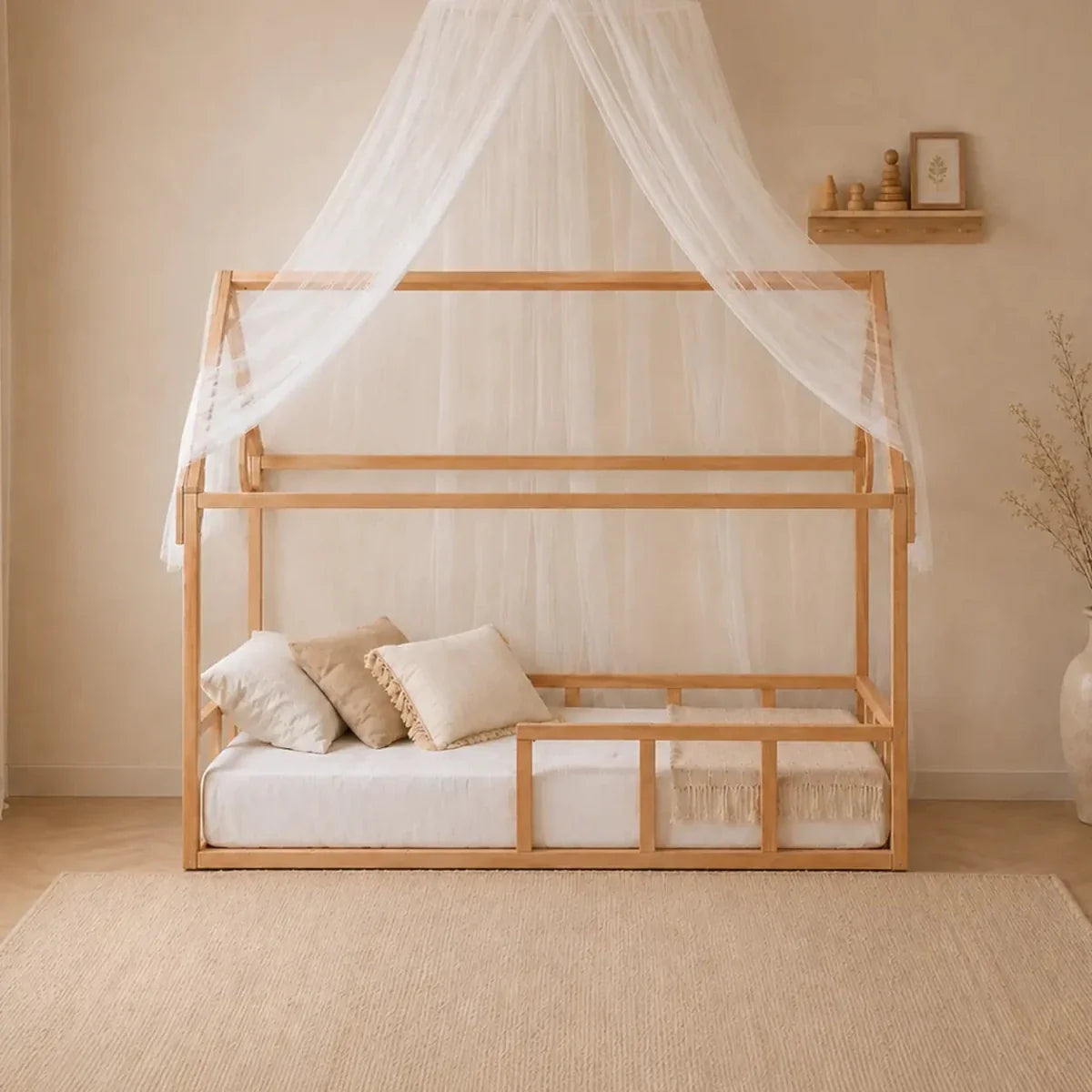 Twin Size Montessori House Bed for Kids with Fence by Goodevas (view 2 of 7)