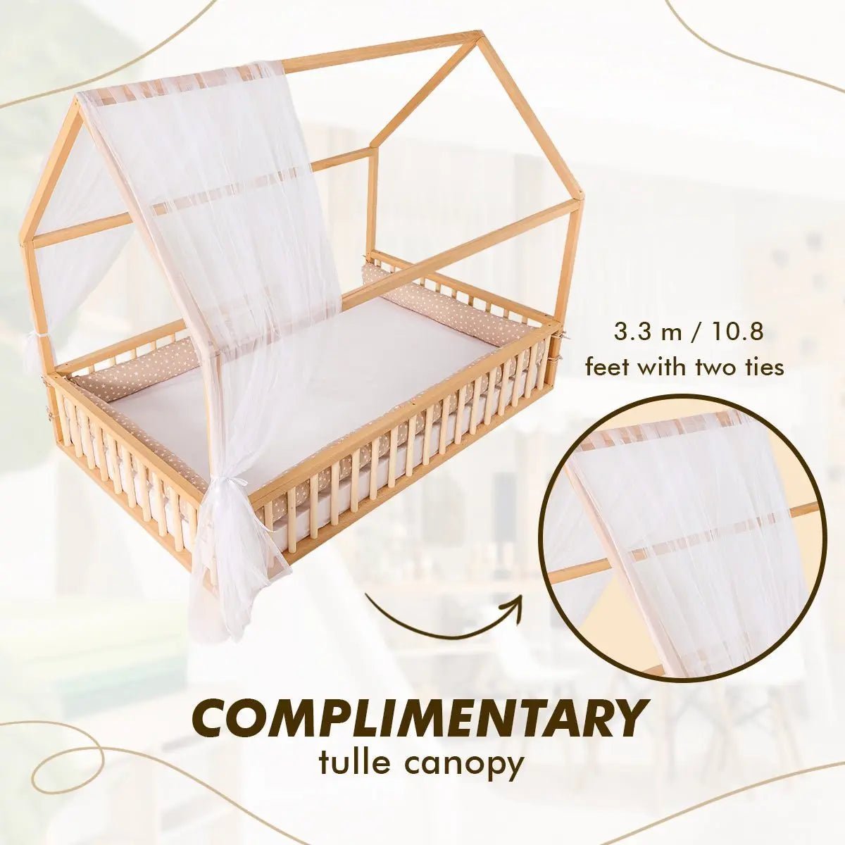 Goodevas Twin Size Montessori House Bed for Kids with Fence - Everetts Place Boutique - 