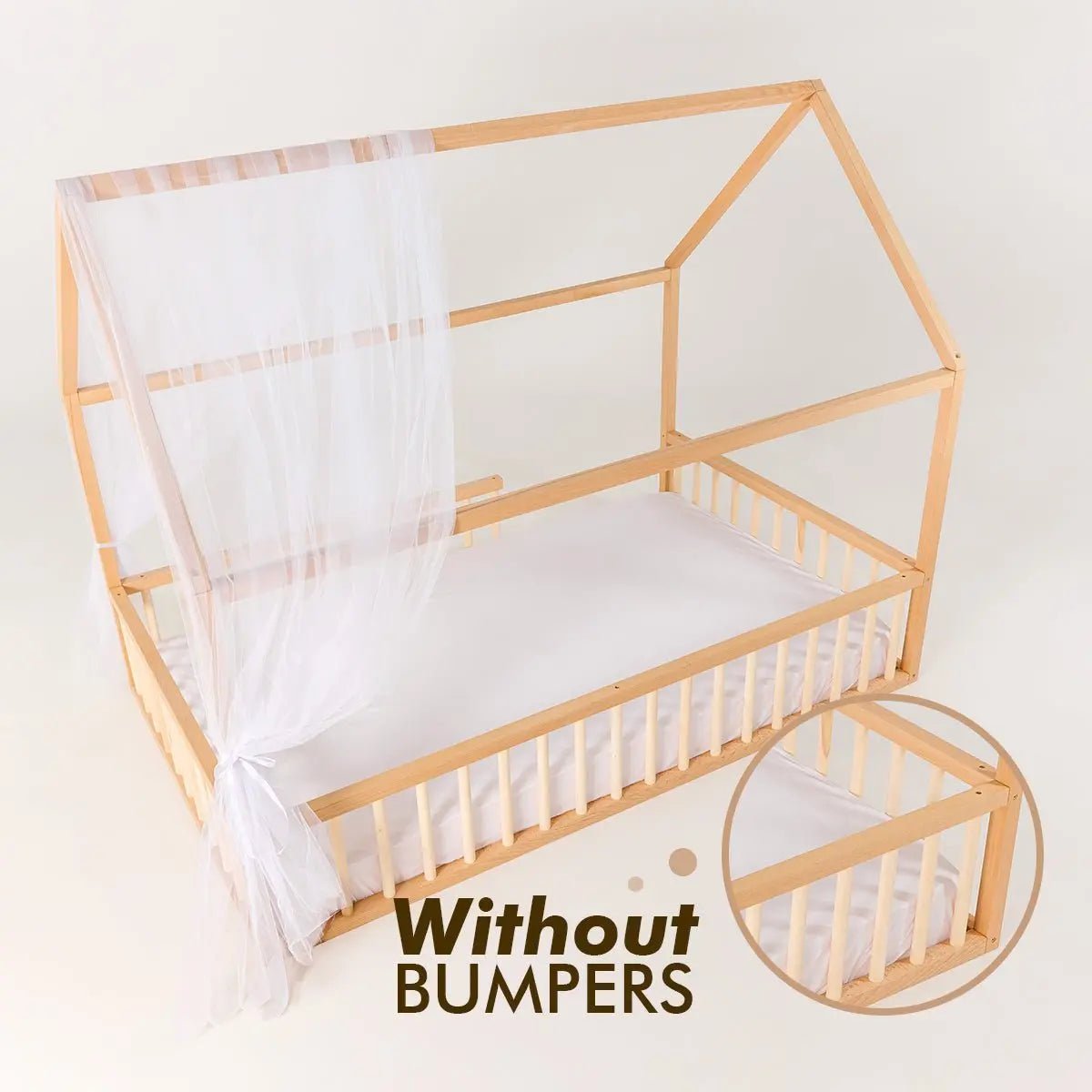 Goodevas Twin Size Montessori House Bed for Kids with Fence - Everetts Place Boutique - 