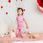 Bestaroo Twinkle Ties Bow Print Short Sleeve Pajamas Bamboo Fabric for Kids - 
