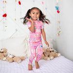 Bestaroo Twinkle Ties Bow Print Short Sleeve Pajamas Bamboo Fabric for Kids - 