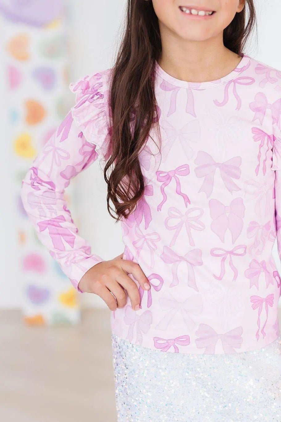 Mila & Rose ® Twinkle Ties L/S Ruffle Tee - 
