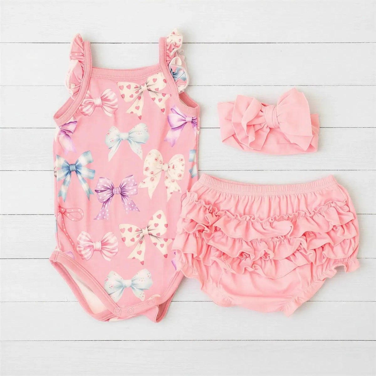 Twinkle Ties Ruffle Bloomer Set - Baby & Toddler Clothing, Textile, Pink, Ruffle, Child | Everetts Place