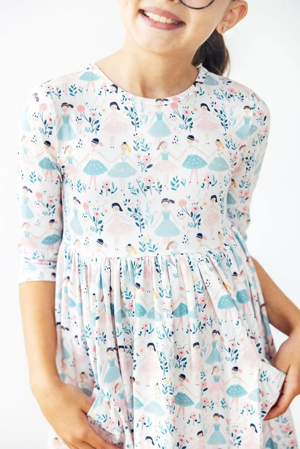 Mila & Rose ® Twinkle Toes 3/4 Sleeve Pocket Twirl Dress - 