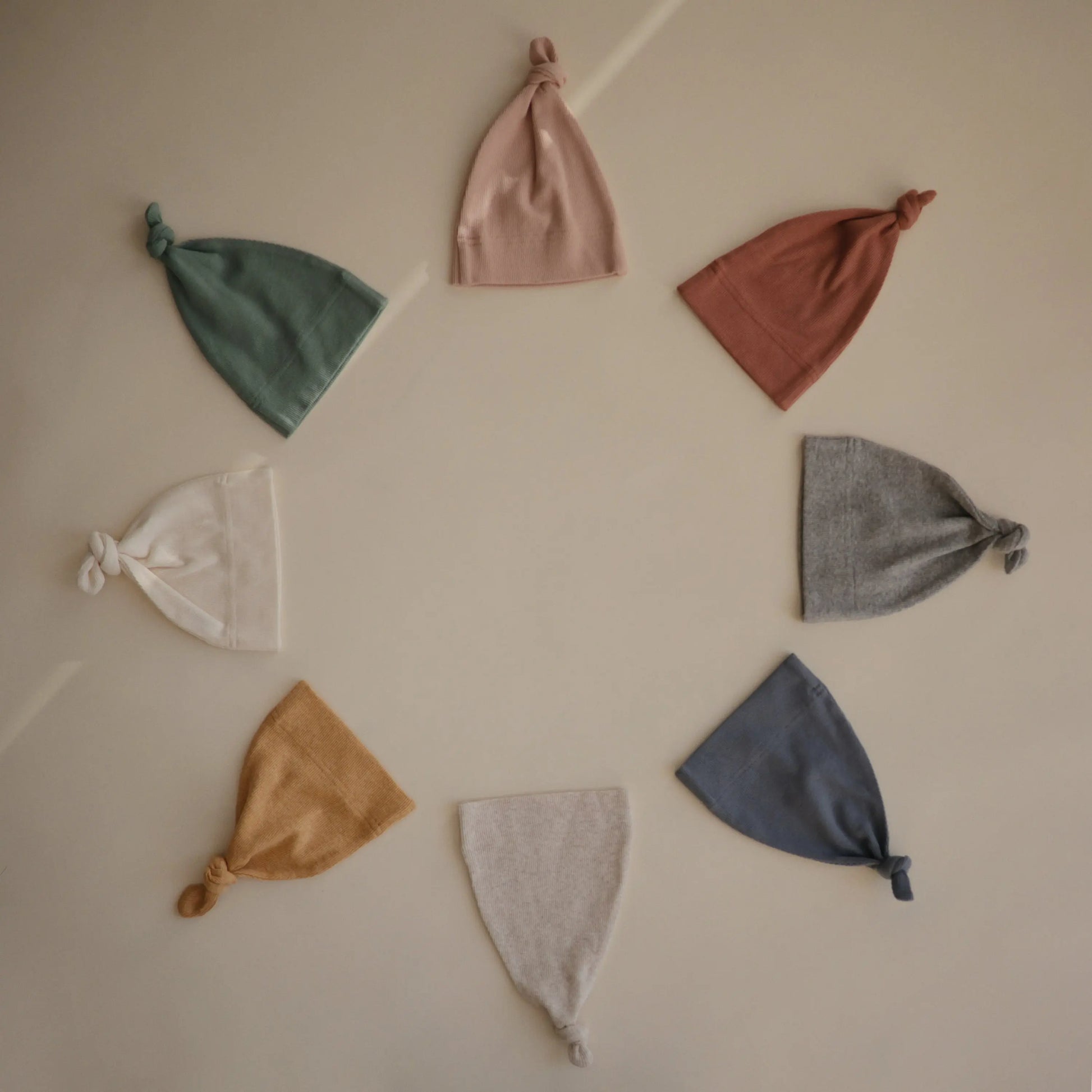 Ribbed Organic Cotton Baby Beanie for Newborns 0-3 Months with Top Knot Design Mushie