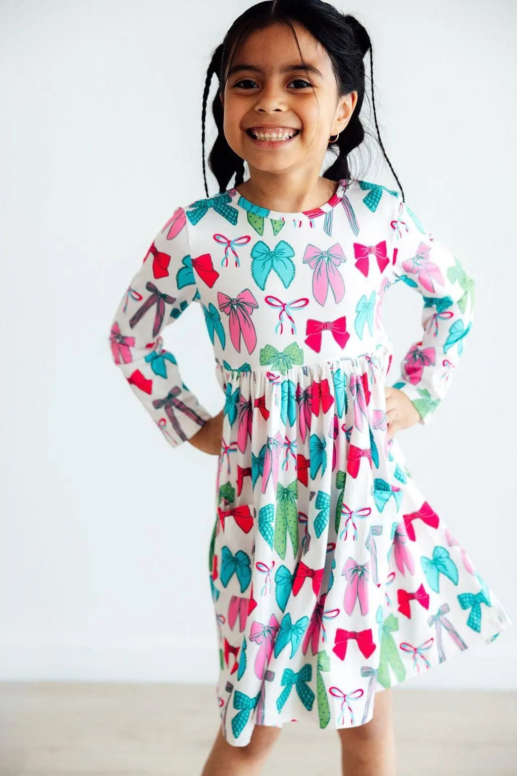 Mila & Rose ® Twirls & Ties L/S Pocket Twirl Dress - 