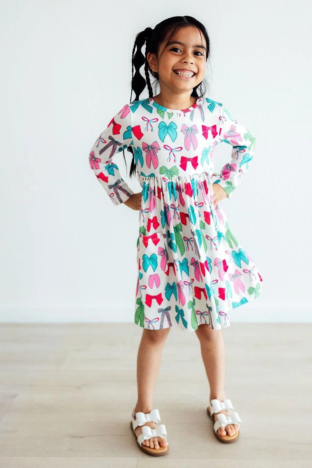 Mila & Rose ® Twirls & Ties L/S Pocket Twirl Dress - 