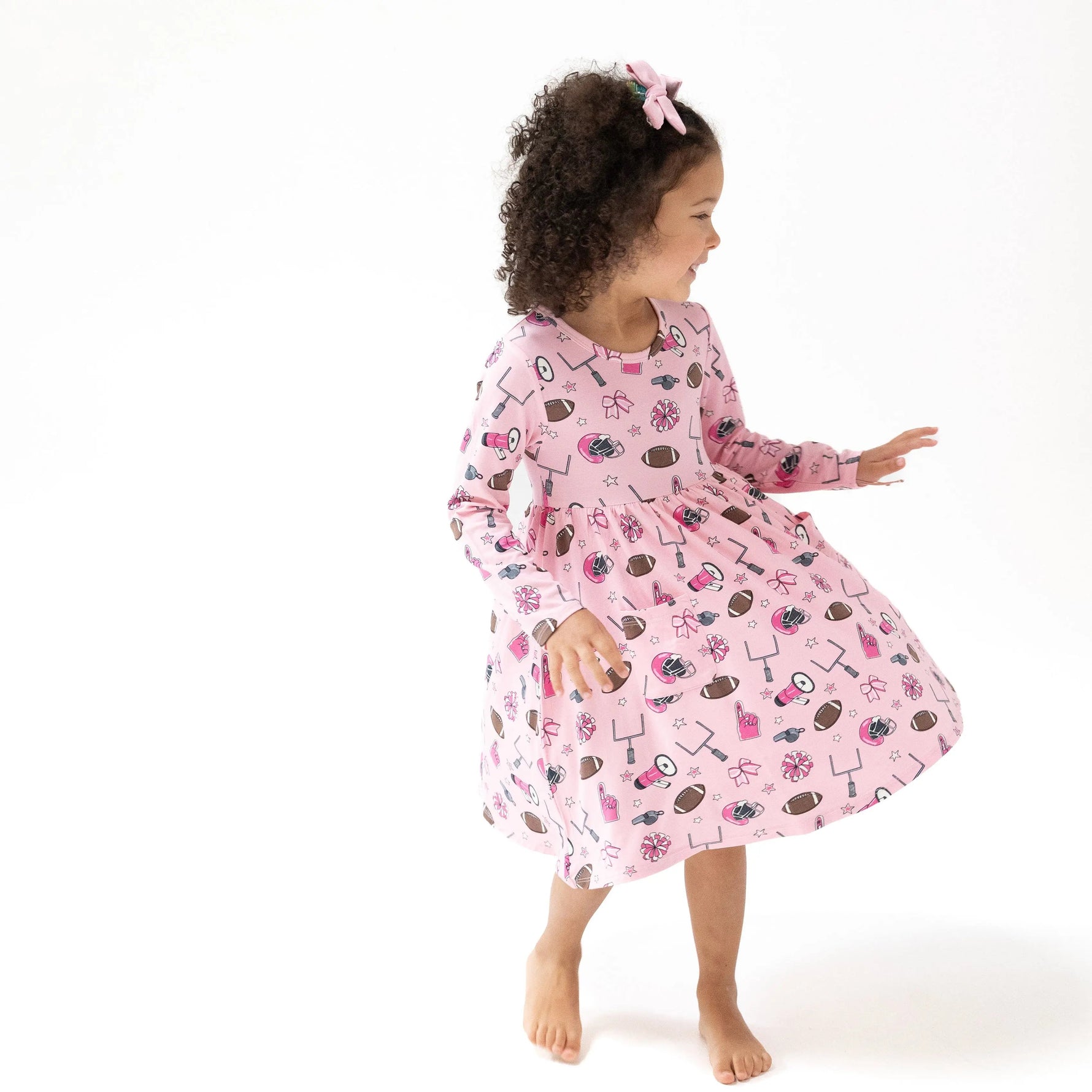 Angel Dear Twirly Long Sleeve Dress for Girls Made from Soft Viscose from Bamboo - 