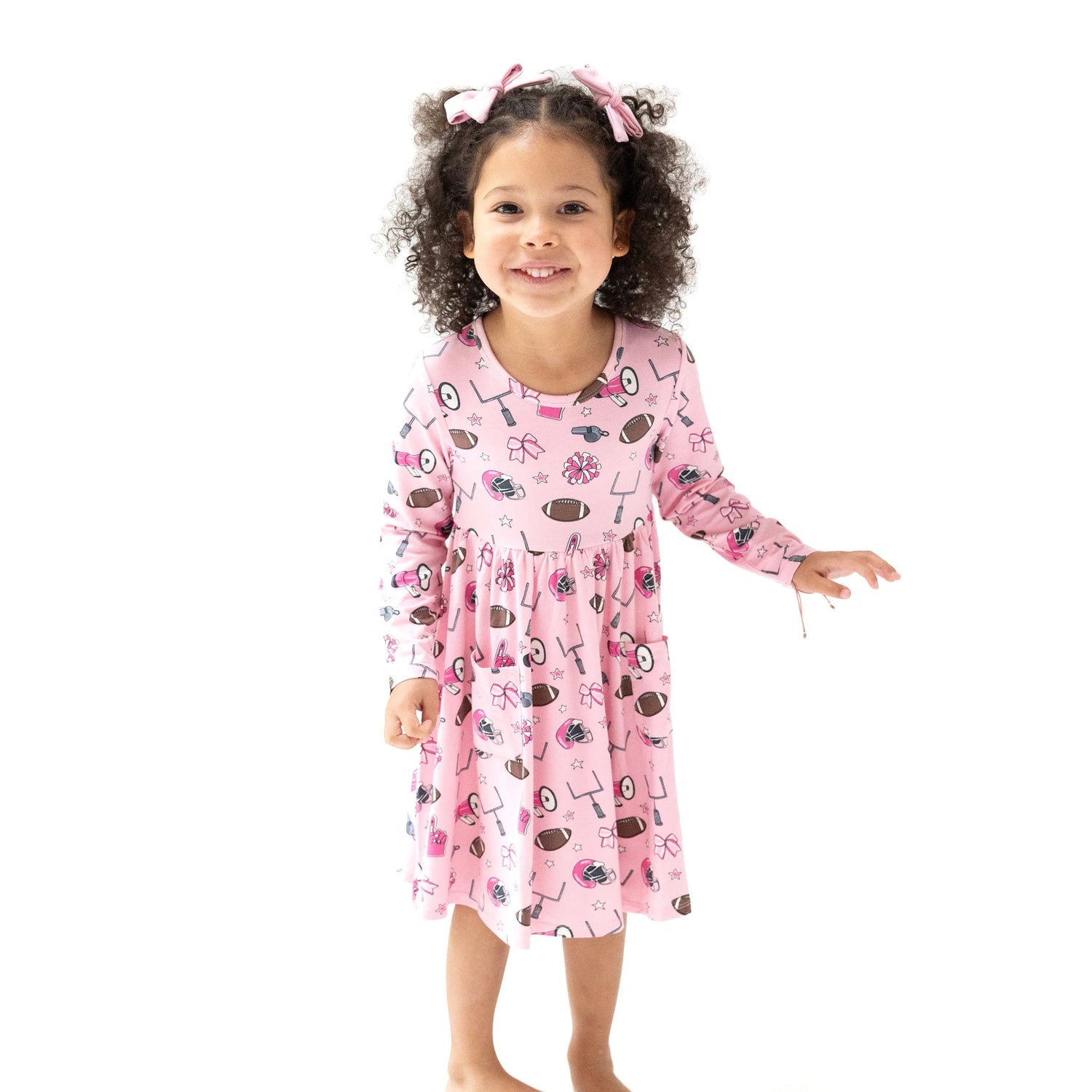 Angel Dear Twirly Long Sleeve Dress for Girls Made from Soft Viscose from Bamboo - 