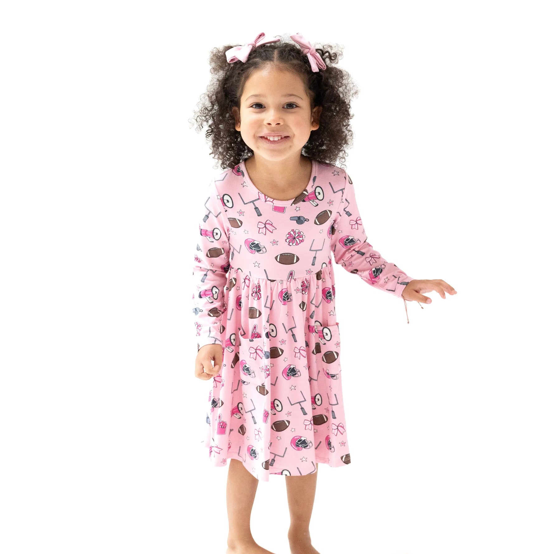 Angel Dear Twirly Long Sleeve Dress for Girls Made from Soft Viscose from Bamboo - 