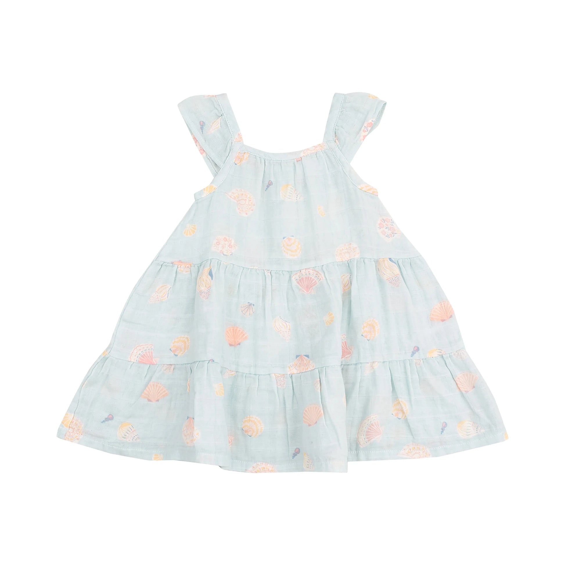 Twirly Sundress Pretty Seashells Organic Muslin Girls Dress.