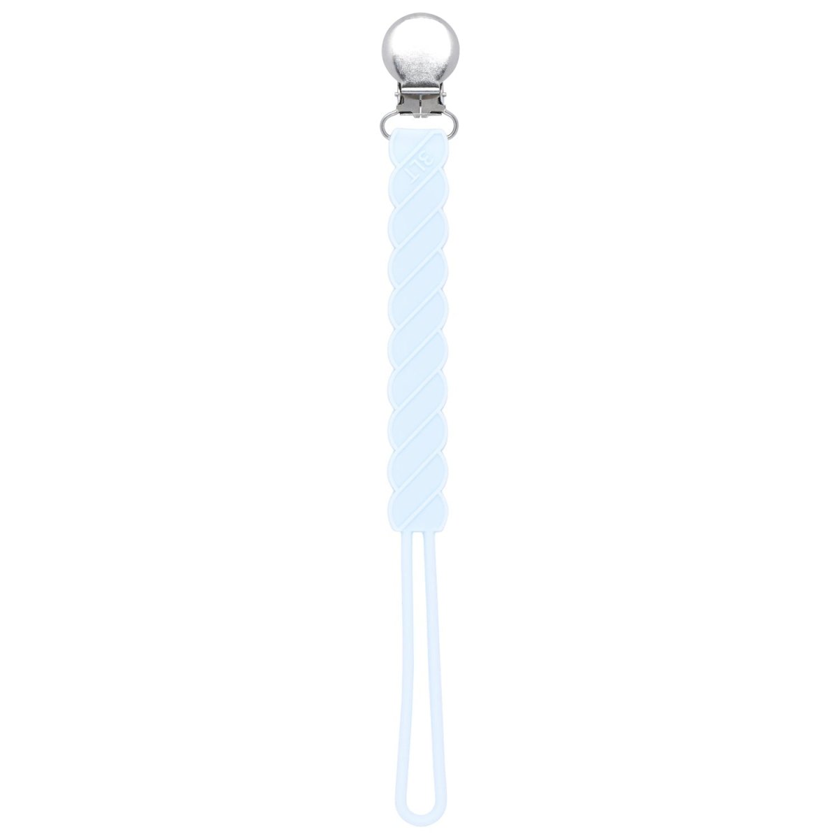 Three Little Tots Twist Baby Blue All Silicone One Piece Pacifier Clip - 