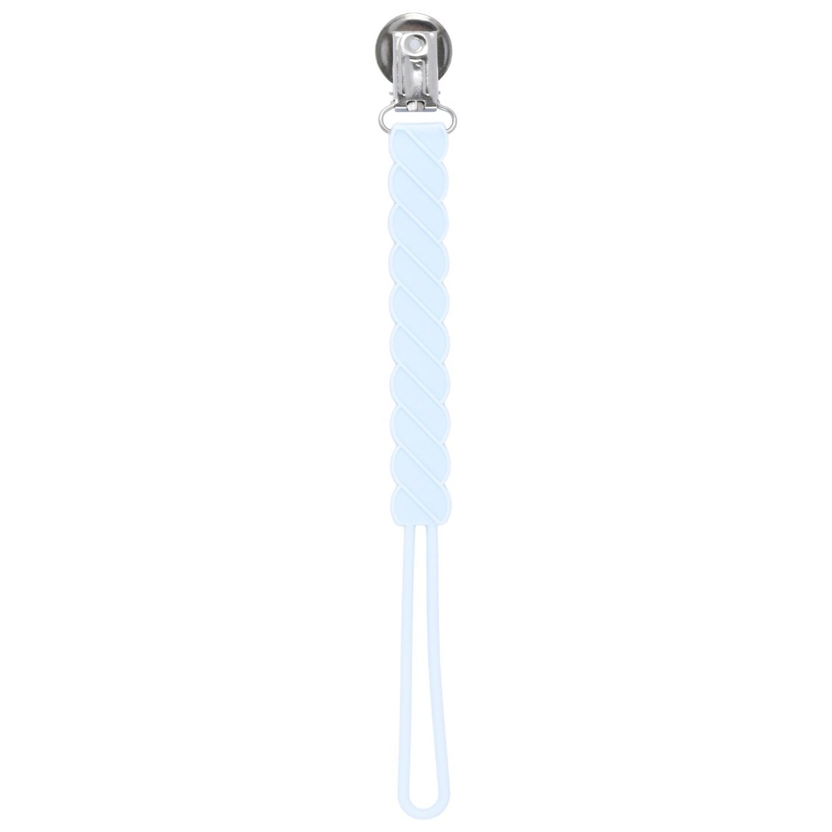 Three Little Tots Twist Baby Blue All Silicone One Piece Pacifier Clip - 